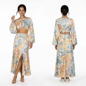 Significant Other Floral Print Maxi Skirt And Top Set Size Small